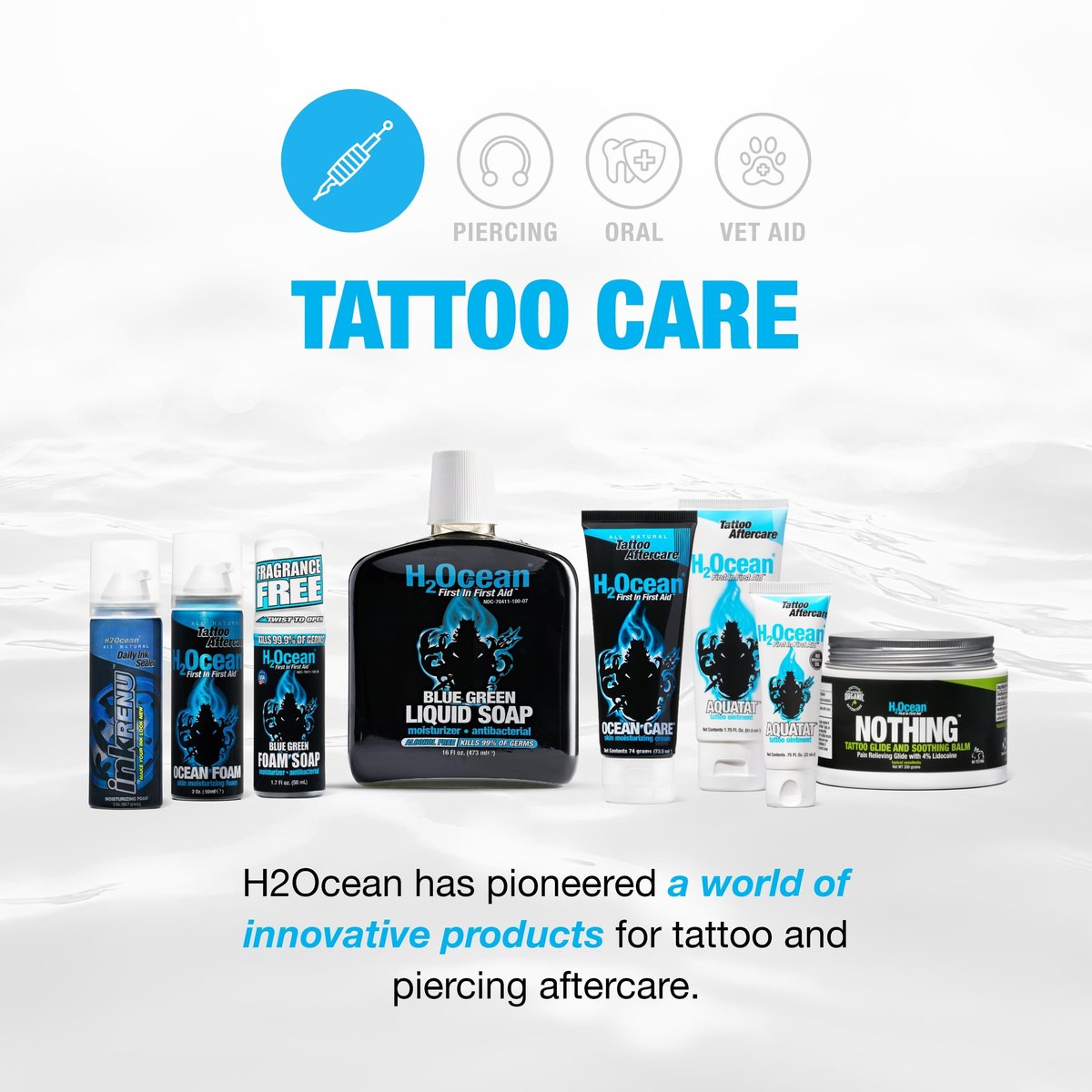 H2Ocean Extreme Tattoo Aftercare Kit – Complete 3-Step Tattoo Care & Healing Set with Antibacterial Foam Soap, Moisturizing Cream & Ointment – Sea Mineral Enriched Formula for Healthy, Vibrant Tattoos Avelisse