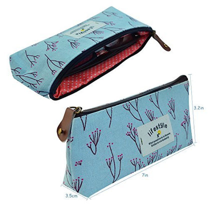 Miayon Countryside Flower Floral Pencil Pen Case Cosmetic Makeup Bag Set of 3 - Canvas Organizer Avelisse