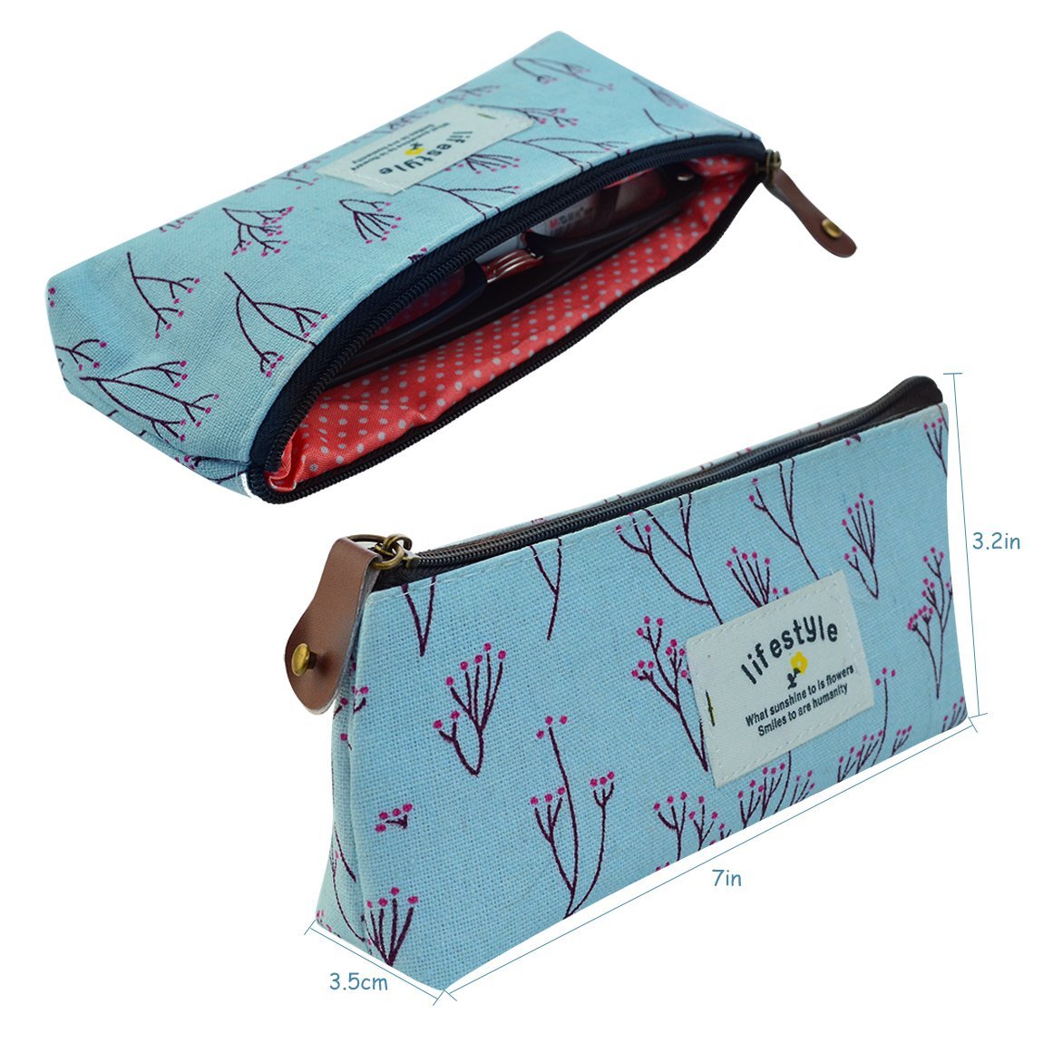 Miayon Countryside Flower Floral Pencil Pen Case Cosmetic Makeup Bag Set of 3 - Canvas Organizer Avelisse