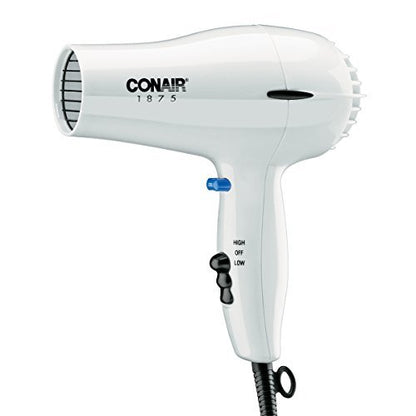Conair 247W White Compact Hair Dryer - 1875W for Fast, Frizz-Free Drying Avelisse