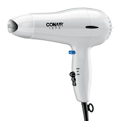 Conair 247W White Compact Hair Dryer - 1875W for Fast, Frizz-Free Drying Avelisse