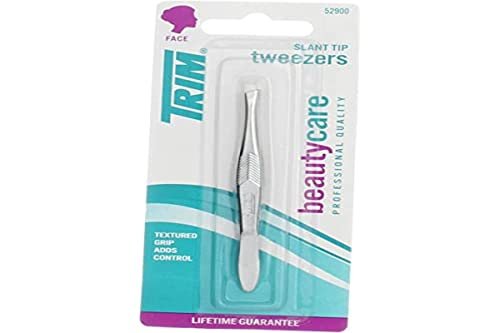Trim Professional Quality Slant Tip Tweezers #52900 - Precision Stainless Steel Tweezer for Eyebrow Grooming Avelisse