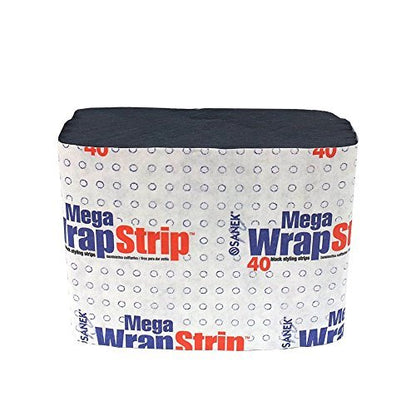 Graham Beauty Mega Wrap Strip SD-55142 - 40 Count Black Headbands for Salon and Home Use