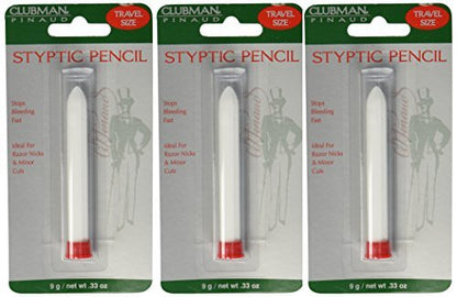 Clubman Pinaud Styptic Pencil Travel Size .33 oz (Pack of 3) - Fast Nicks & Cuts Relief