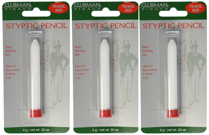 Clubman Pinaud Styptic Pencil Travel Size .33 oz (Pack of 3) - Fast Nicks & Cuts Relief