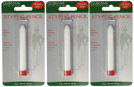 Clubman Pinaud Styptic Pencil Travel Size .33 oz (Pack of 3) - Fast Nicks & Cuts Relief