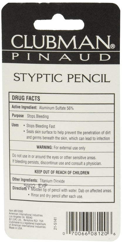 Clubman Pinaud Styptic Pencil Travel Size .33 oz (Pack of 3) - Fast Nicks & Cuts Relief