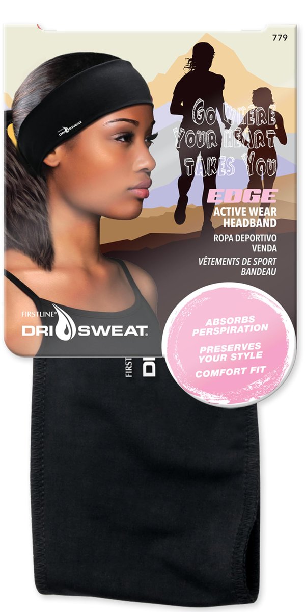 Dri Sweat Edge Edge Active Wear Headband - Black Mesh - 779-72 for Men, Women, and Kids - görsel 1