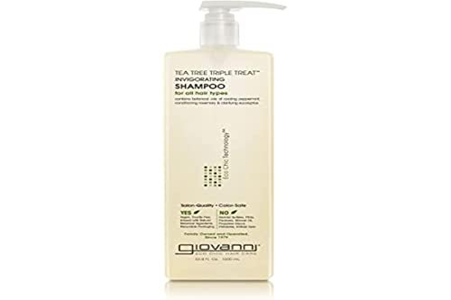 GIOVANNI Tea Tree Triple Treat Invigorating Shampoo - 33.8 oz (Liter) - Sulfate-Free, Paraben-Free for Dry Flaking Scalp Avelisse