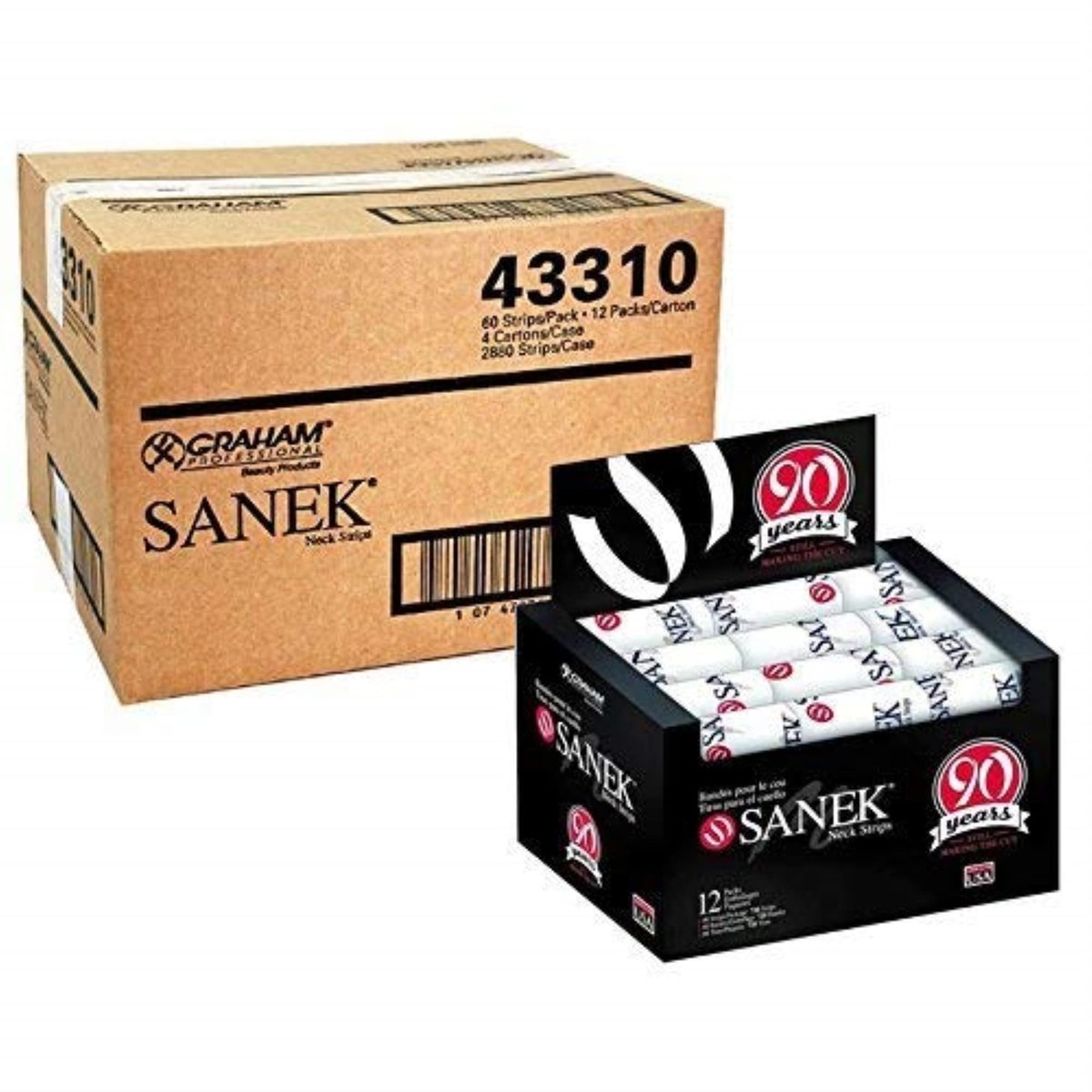 Sanek Neck Strips Master Case of 4 Cartons - 2880 Strips for Salon & Barber Use Avelisse