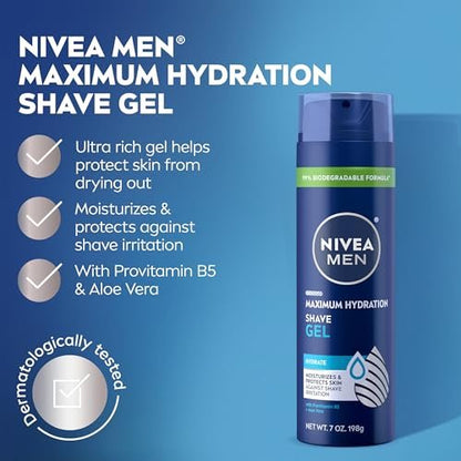 NIVEA MEN Maximum Hydration Shave Gel with Aloe Vera & Provitamin B5, 7 oz (Pack of 3) Avelisse