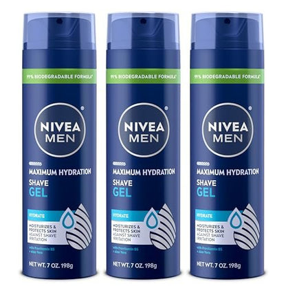 NIVEA MEN Maximum Hydration Shave Gel with Aloe Vera & Provitamin B5, 7 oz (Pack of 3) Avelisse