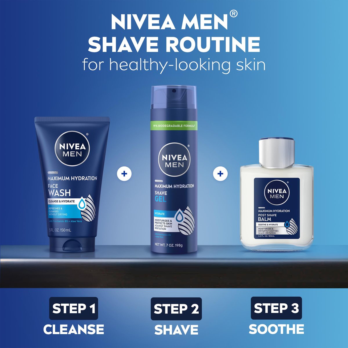 NIVEA MEN Maximum Hydration Shave Gel with Aloe Vera & Provitamin B5, 7 oz (Pack of 3) Avelisse