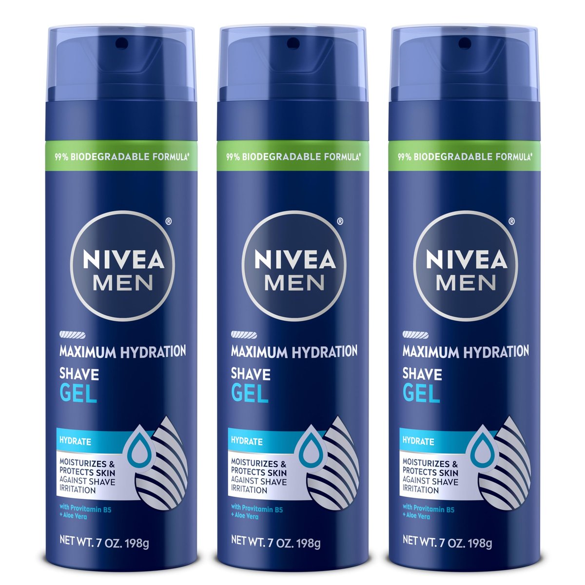 NIVEA MEN Maximum Hydration Shave Gel with Aloe Vera & Provitamin B5, 7 oz (Pack of 3) Avelisse