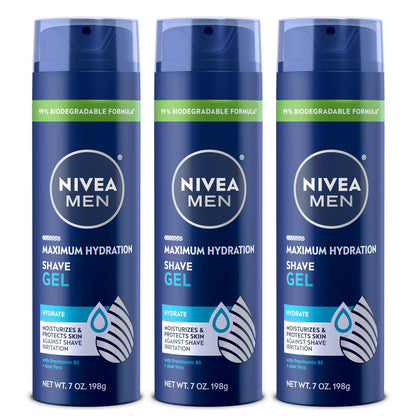 NIVEA MEN Maximum Hydration Shave Gel with Aloe Vera & Provitamin B5, 7 oz (Pack of 3) Avelisse