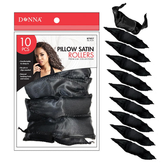 Donna Collection Pillow Satin Rollers - Black, 1 Count