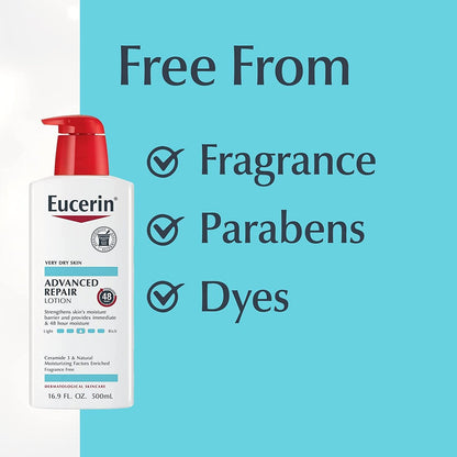 Eucerin Advanced Repair Dry Skin Lotion, 16.9 oz (Pack of 4) - Intensive Moisturizer for Very Dry Skin
