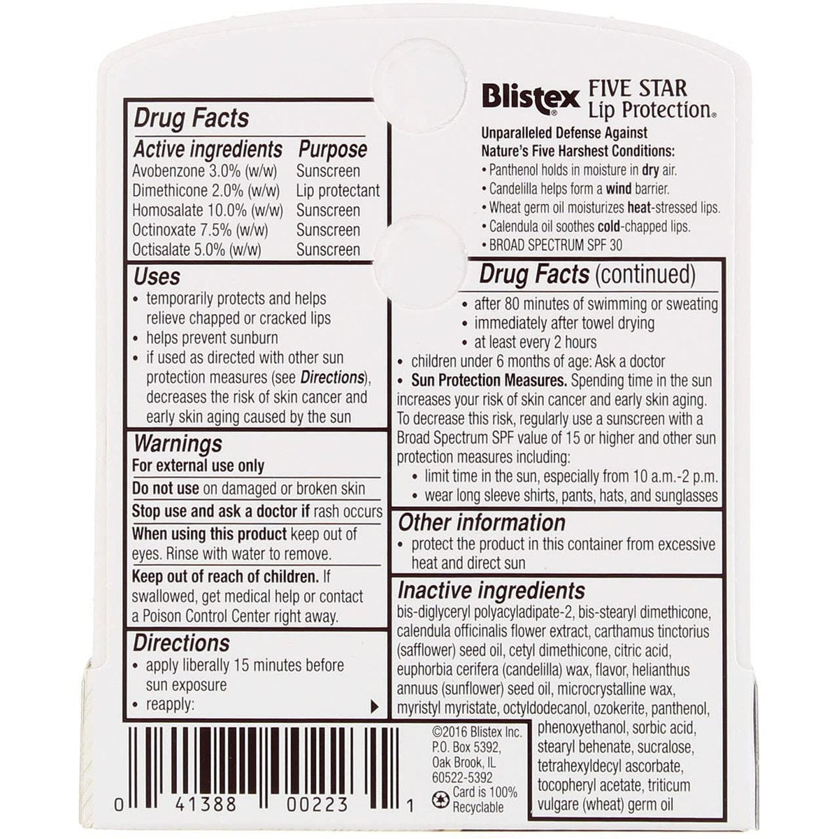 Blistex Five Star Lip Protection SPF 30 - 0.15 oz (Pack of 12) Avelisse