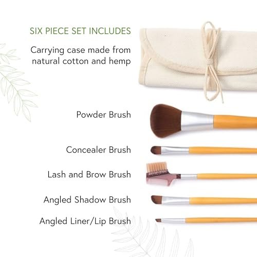 Honeybee Gardens Eco Friendly Professional Cosmetic Brush Set - 6 Count Silver Aluminum & Cotton Brushes - görsel 9