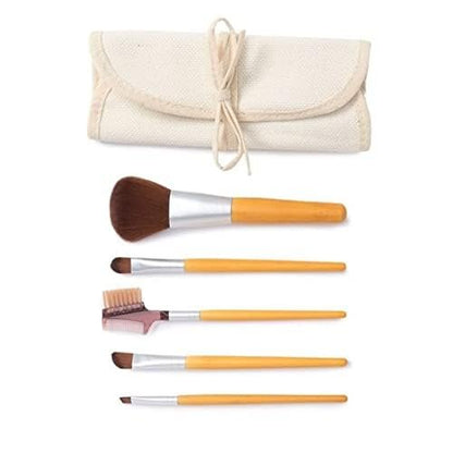Honeybee Gardens Eco Friendly Professional Cosmetic Brush Set - 6 Count Silver Aluminum & Cotton Brushes