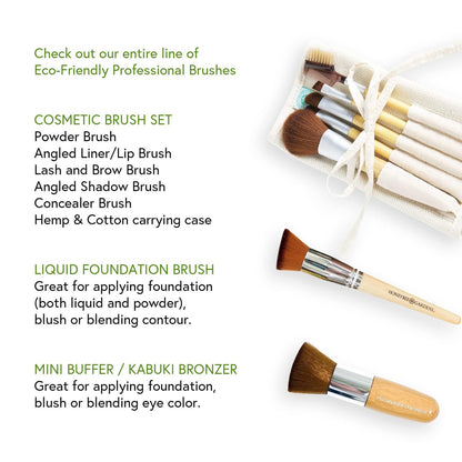 Honeybee Gardens Eco Friendly Professional Cosmetic Brush Set - 6 Count Silver Aluminum & Cotton Brushes