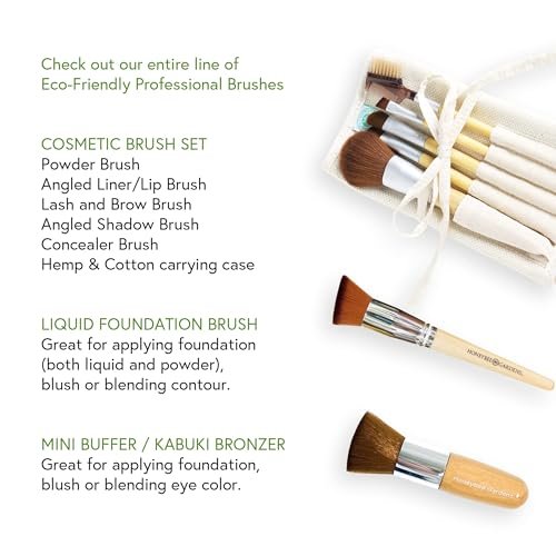 Honeybee Gardens Eco Friendly Professional Cosmetic Brush Set - 6 Count Silver Aluminum & Cotton Brushes - görsel 13