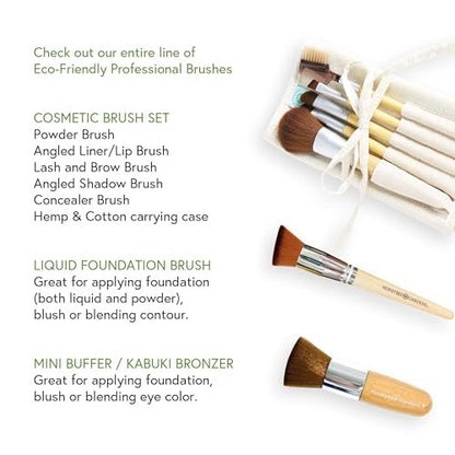 Honeybee Gardens Eco Friendly Professional Cosmetic Brush Set - 6 Count Silver Aluminum & Cotton Brushes