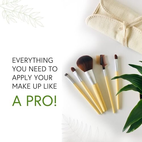 Honeybee Gardens Eco Friendly Professional Cosmetic Brush Set - 6 Count Silver Aluminum & Cotton Brushes - görsel 11
