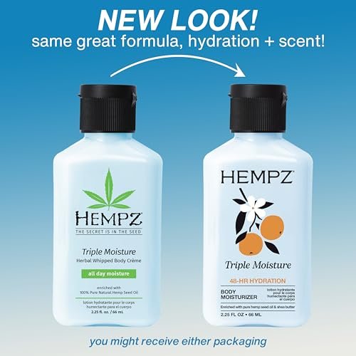 HEMPZ Triple Moisture Whipped Crème Body Lotion – Shea Butter & Hemp Seed Oil Daily Moisturizer (2.25 oz) - görsel 4