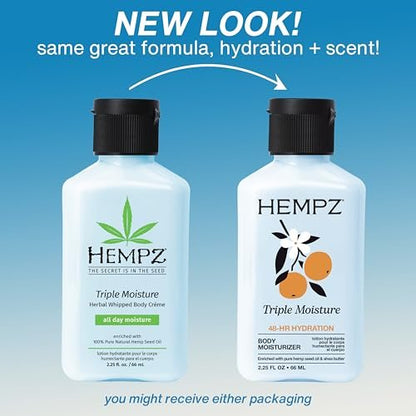 HEMPZ Triple Moisture Whipped Crème Body Lotion – Shea Butter & Hemp Seed Oil Daily Moisturizer (2.25 oz)