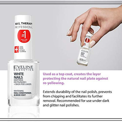 Eveline Cosmetics 3 In 1 Instantly Whiter Nail Whitener – 0.41 Fl Oz