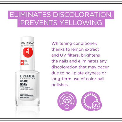 Eveline Cosmetics 3 In 1 Instantly Whiter Nail Whitener – 0.41 Fl Oz