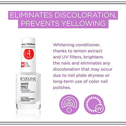 Eveline Cosmetics 3 In 1 Instantly Whiter Nail Whitener – 0.41 Fl Oz