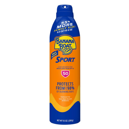 Banana Boat Sport Ultra SPF 50 Sunscreen Spray - 9.5 oz Family Size, Oxybenzone Free, Water Resistant