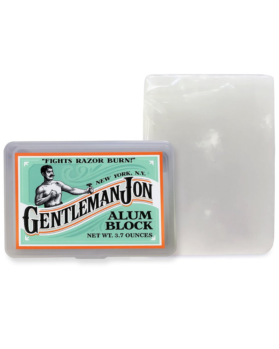 Gentleman Jon Alum Block 3.7 oz - Natural Aftershave for Razor Burn Relief, Travel Case Included - görsel 1