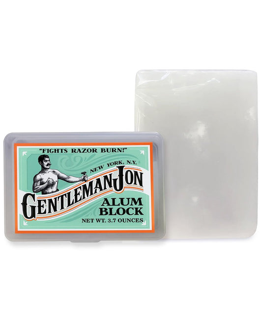 Gentleman Jon Alum Block 3.7 oz - Natural Aftershave for Razor Burn Relief, Travel Case Included