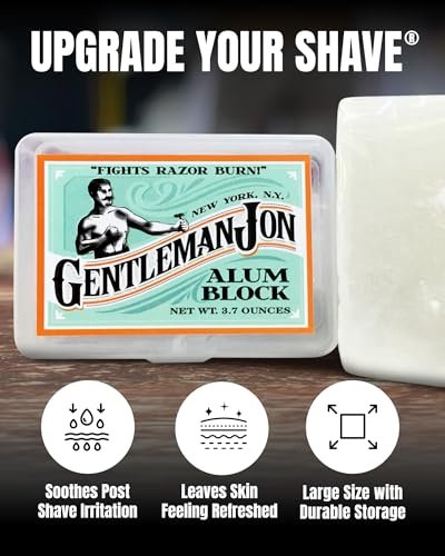Gentleman Jon Alum Block 3.7 oz - Natural Aftershave for Razor Burn Relief, Travel Case Included - görsel 8