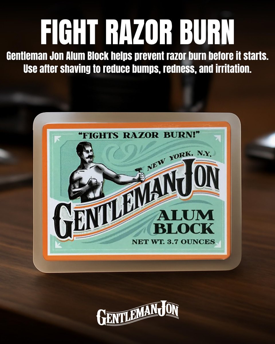 Gentleman Jon Alum Block 3.7 oz - Natural Aftershave for Razor Burn Relief, Travel Case Included - görsel 3