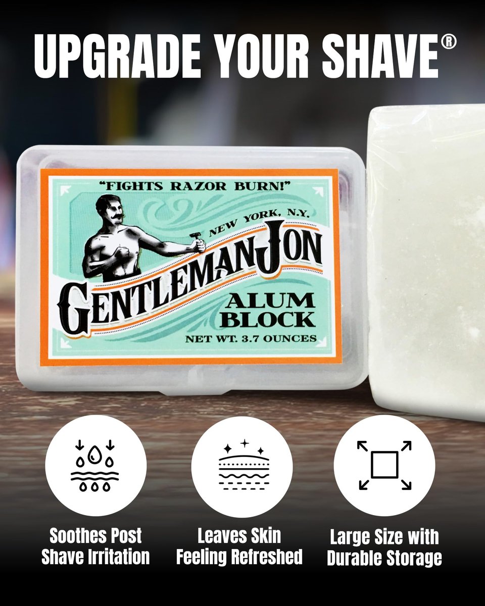 Gentleman Jon Alum Block 3.7 oz - Natural Aftershave for Razor Burn Relief, Travel Case Included - görsel 7