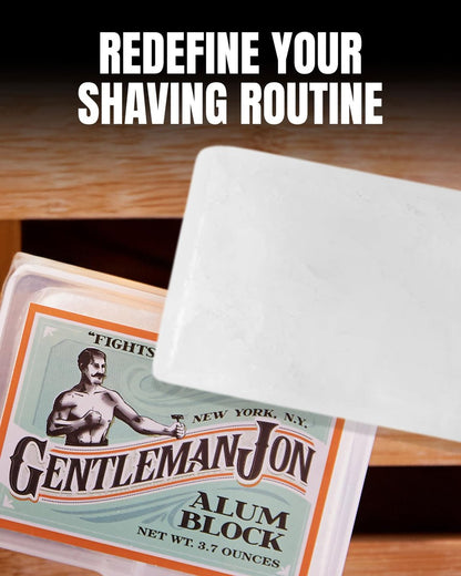 Gentleman Jon Alum Block 3.7 oz - Natural Aftershave for Razor Burn Relief, Travel Case Included
