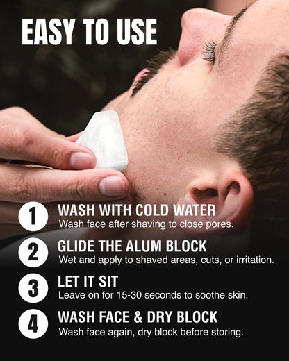 Gentleman Jon Alum Block 3.7 oz - Natural Aftershave for Razor Burn Relief, Travel Case Included