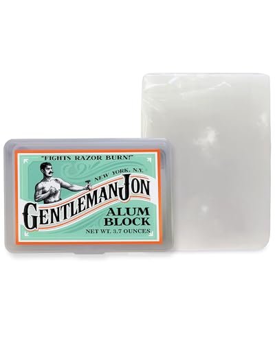 Gentleman Jon Alum Block 3.7 oz - Natural Aftershave for Razor Burn Relief, Travel Case Included