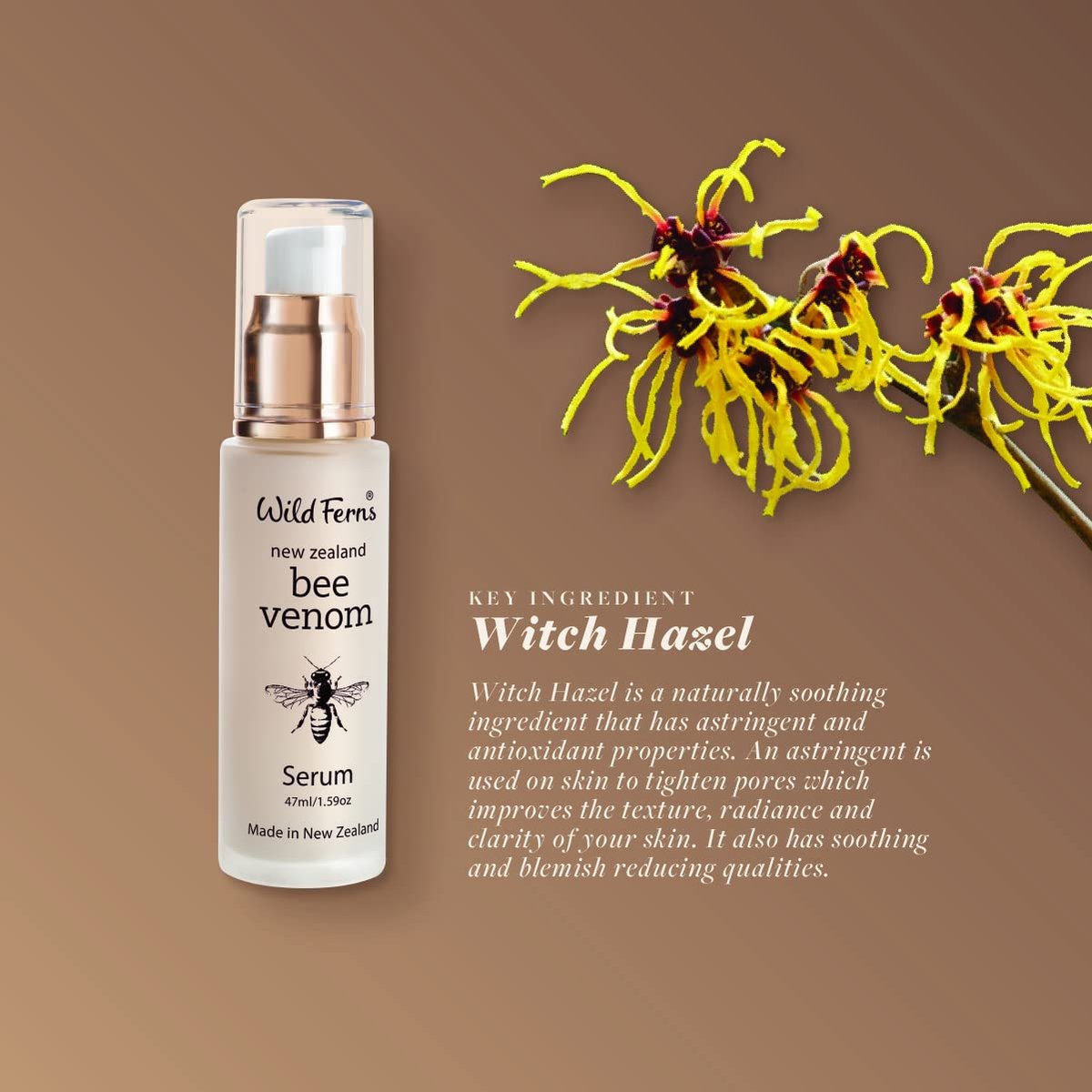 Wild Ferns New Zealand Bee Venom Serum with Manuka Honey – Anti-Aging Face Serum, 1.69 Fl Oz Avelisse