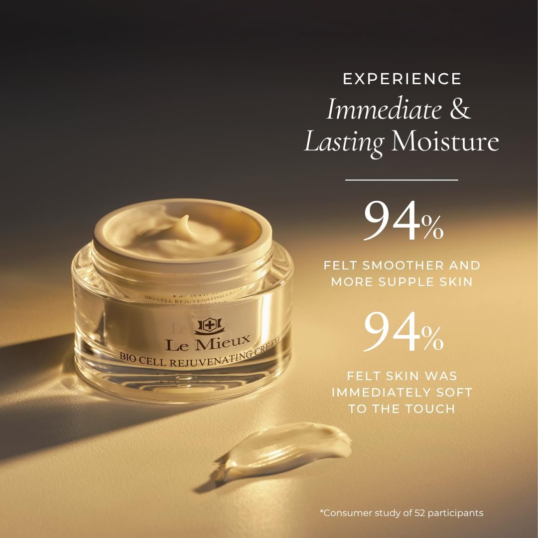 Le Mieux Bio Cell Rejuvenating Cream - Triple Peptide Facial Moisturizer with Hyaluronic Acid, Squalane & Rose Hip, Day & Night Cream for Face and Neck (1.75 oz) Avelisse