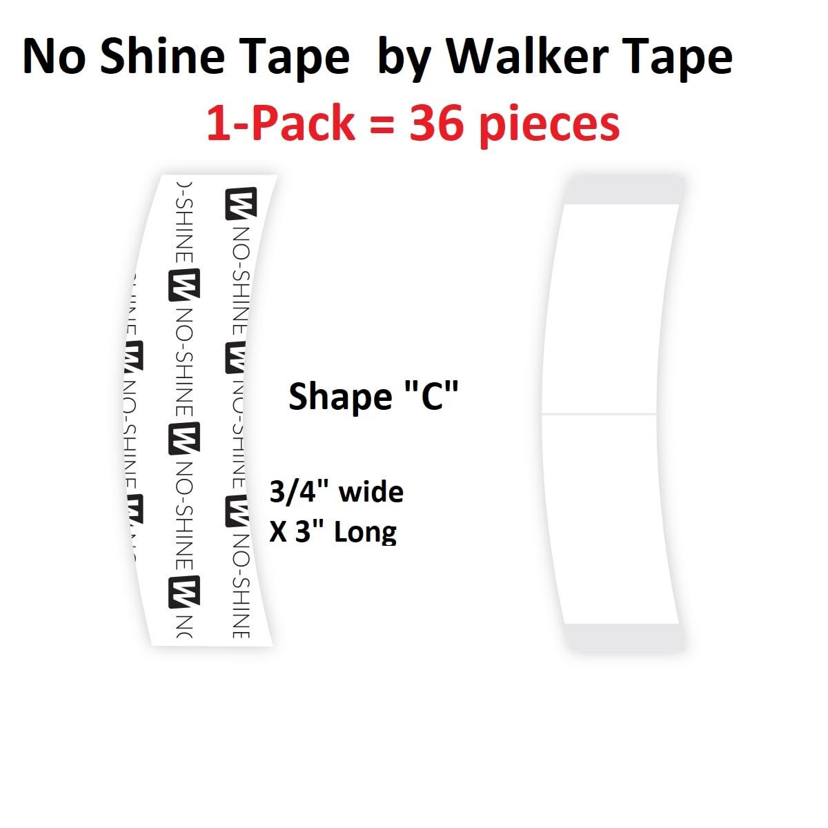 Walker Tape No Shine Tape Adhesive 3/4" x 3" C Contour - 36 Count - görsel 3