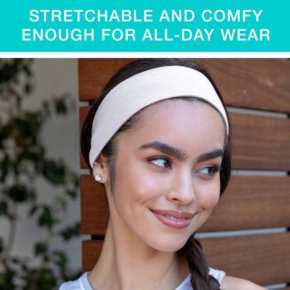 Scunci by Conair Soft Stretchable Headbands - 5-Pack in Assorted Colors (Black, White, Grey) - Women's & Men's Headbands for Running & Everyday Use