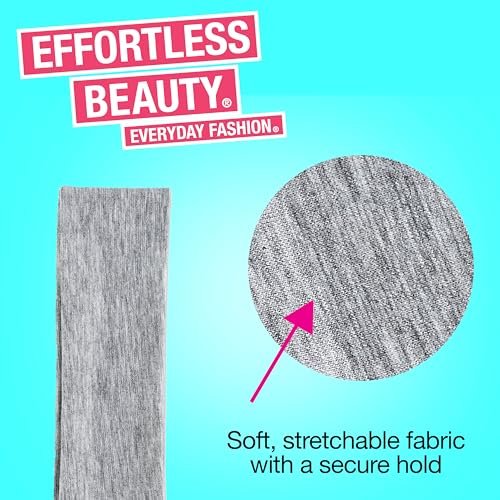 Scunci by Conair Soft Stretchable Headbands - 5-Pack in Assorted Colors (Black, White, Grey) - Women's & Men's Headbands for Running & Everyday Use - görsel 4