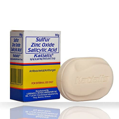 Katialis Sulfur, Zinc Oxide & Salicylic Acid Anti-Fungal & Anti-Bacterial Soap - 3.2 oz (90g)