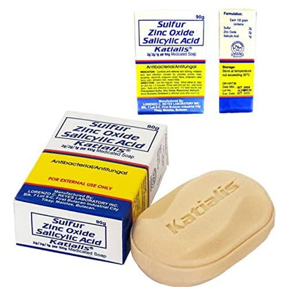 Katialis Sulfur, Zinc Oxide & Salicylic Acid Anti-Fungal & Anti-Bacterial Soap - 3.2 oz (90g)
