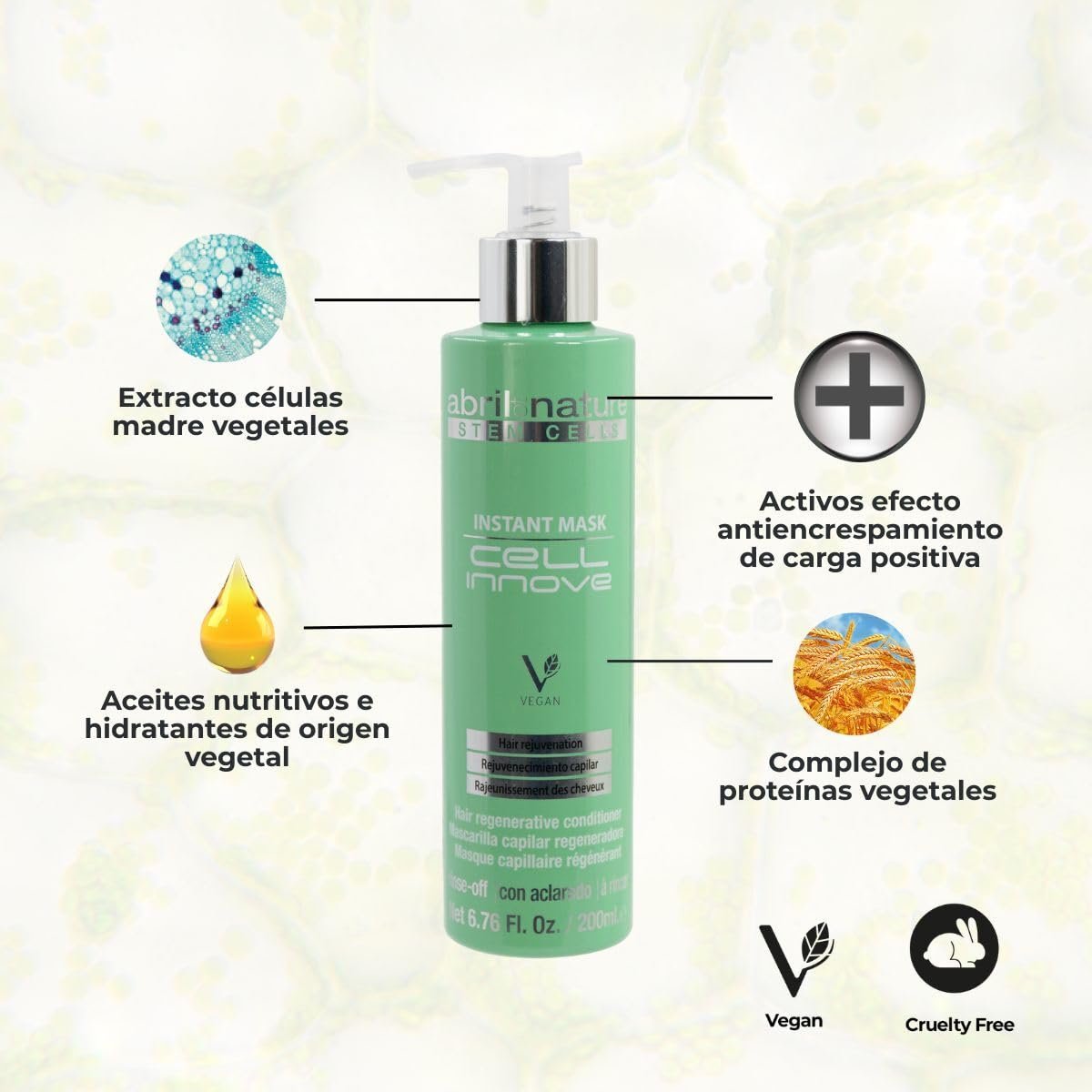 abril et nature Cell Innove Hair Mask – Hydrating & Regenerating Hair Treatment with Plant Stem Cells for All Hair Types (200 ml) - görsel 7